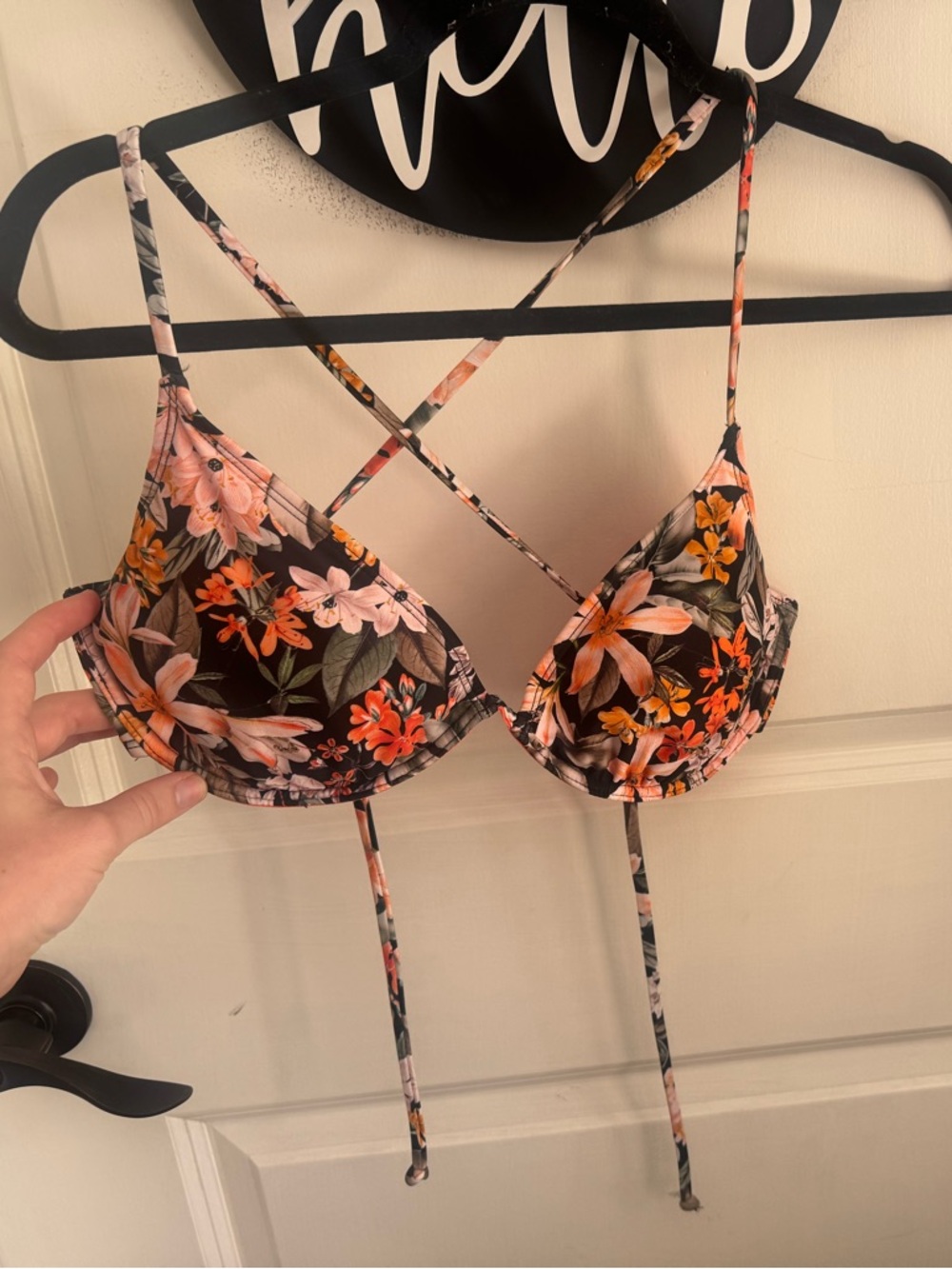 Body Glove Floral Underwire Bikini Set - Black with Orange & Pink Flowers
